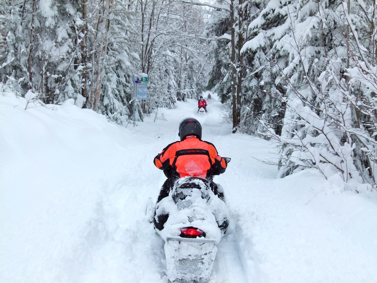 Trail buried after recent snow storm to Snowmobile New Brunswick