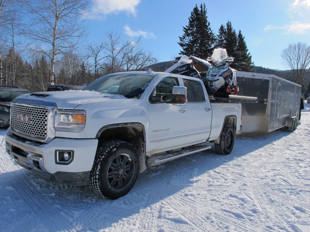 Huge trailers and loaded truck beds make tow vehicle winter tires a necessity.