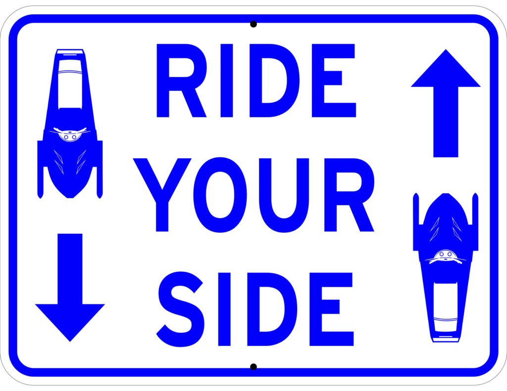 Final sign version clearly delivers the Ride Your Side message with both text and graphic.