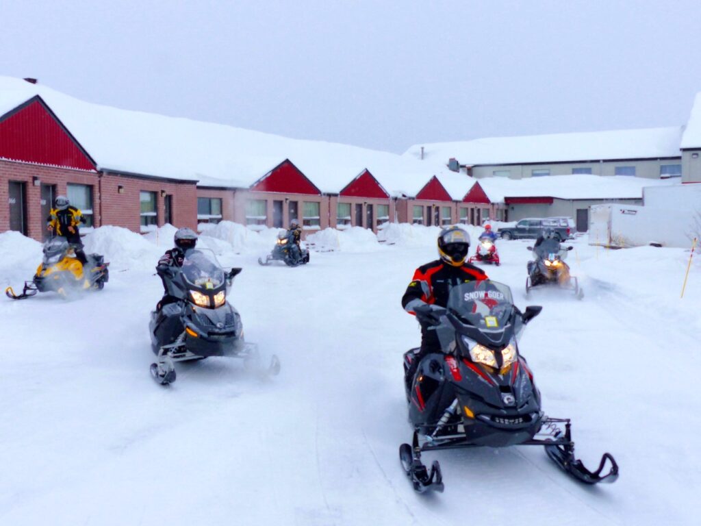 Ground floor rooms at a snowmobile staging hotel.