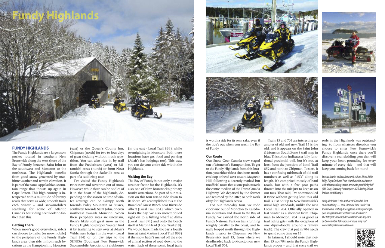Fundy Highlands New Brunswick snowmobile tour article