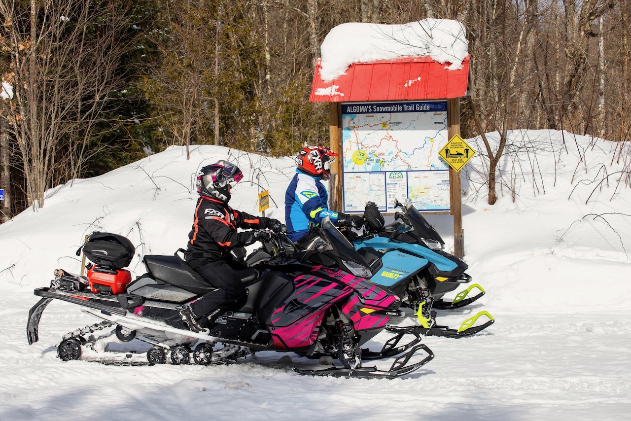 Map boards like this one are signs on snowmobile trails that enhance way finding.