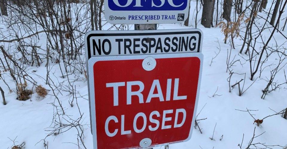 This is not one of the signs on snowmobile trails that any rider wants to see.