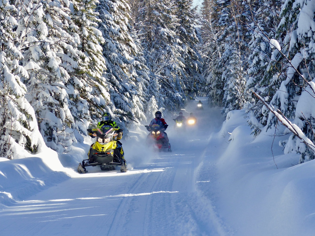Riding a snowy trail in the Abitibi-Témiscamingue Region of Quebec.