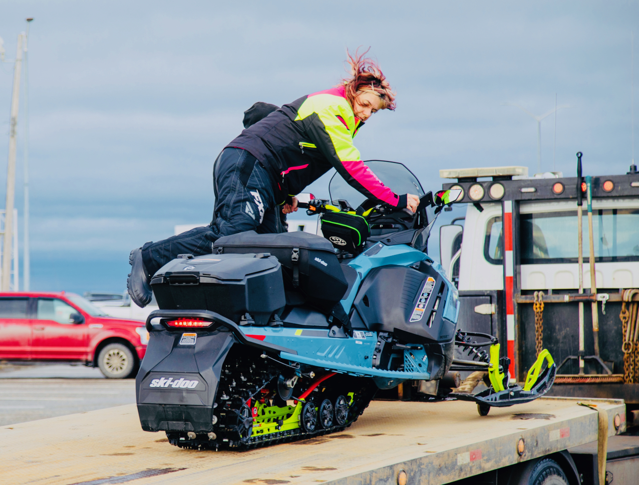 Rollerskis are snowmobiling accessory essentials for travelling on bare surfaces.