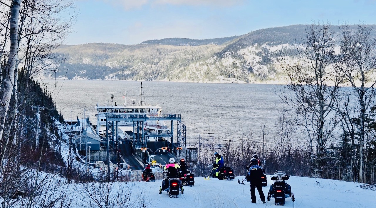 Grand St. Lawrence Snowmobile Tour includes 3 river crossings.