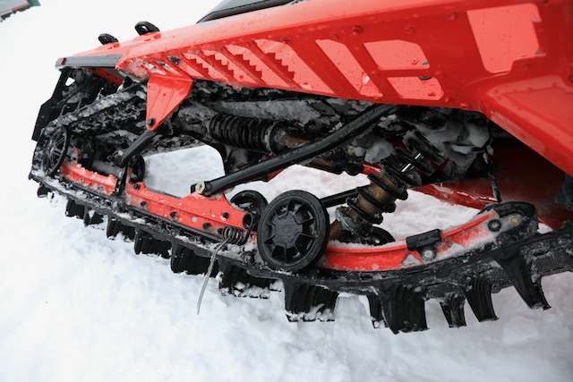 Lynx snowmobiles boast rugged suspensions and undercarriage.